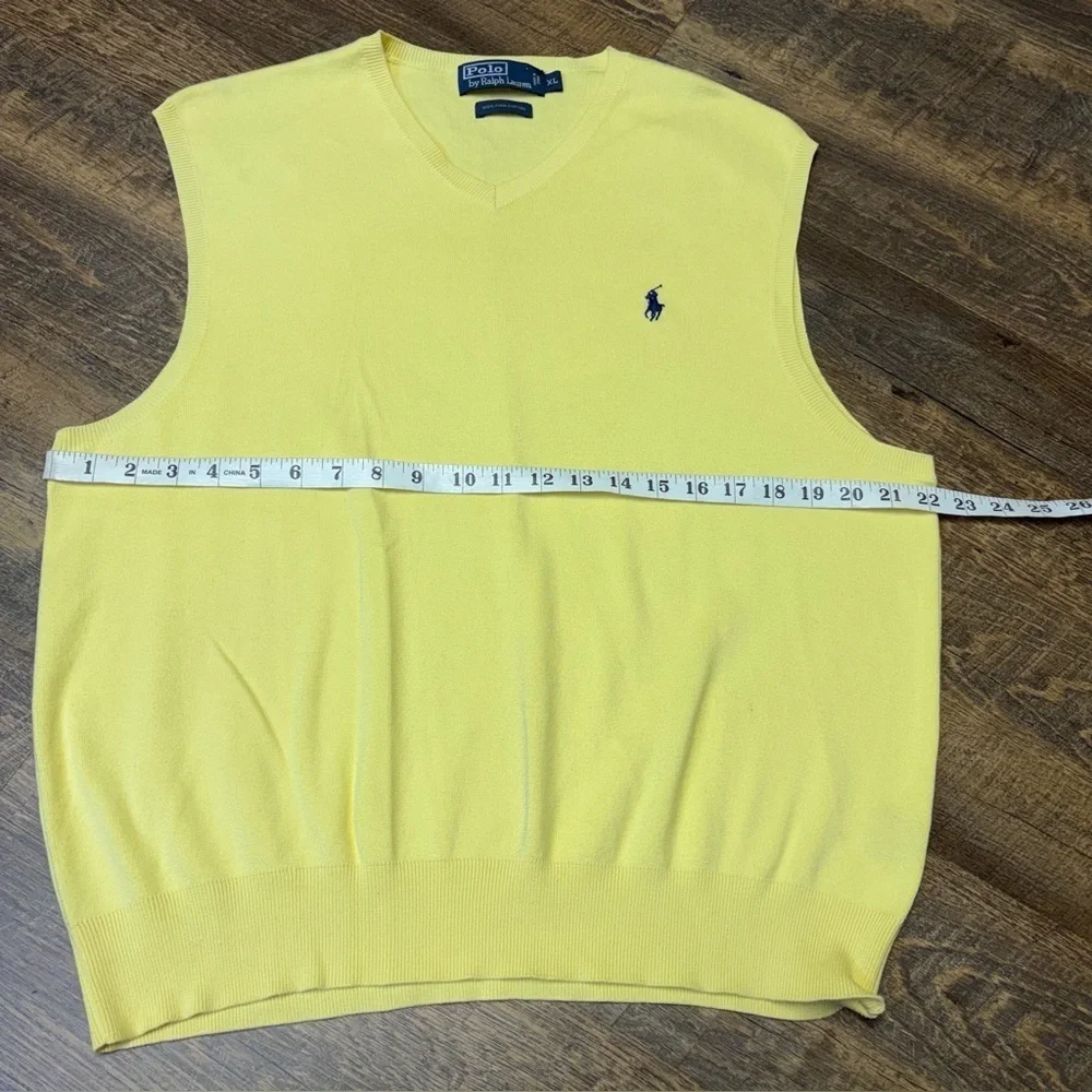 Polo Ralph Lauren Sweater Vest Mens XL Yellow Pima Cotton Pullover Classic Knit